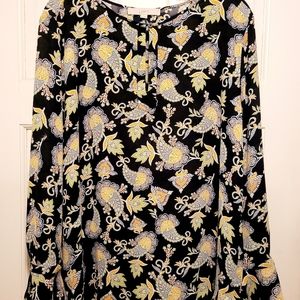 LOFT XL Longsleeve Navy Paisley Blouse